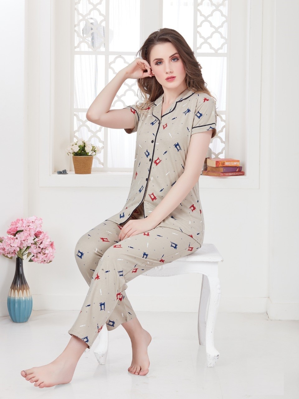 Women's Night Suit (Front Open)