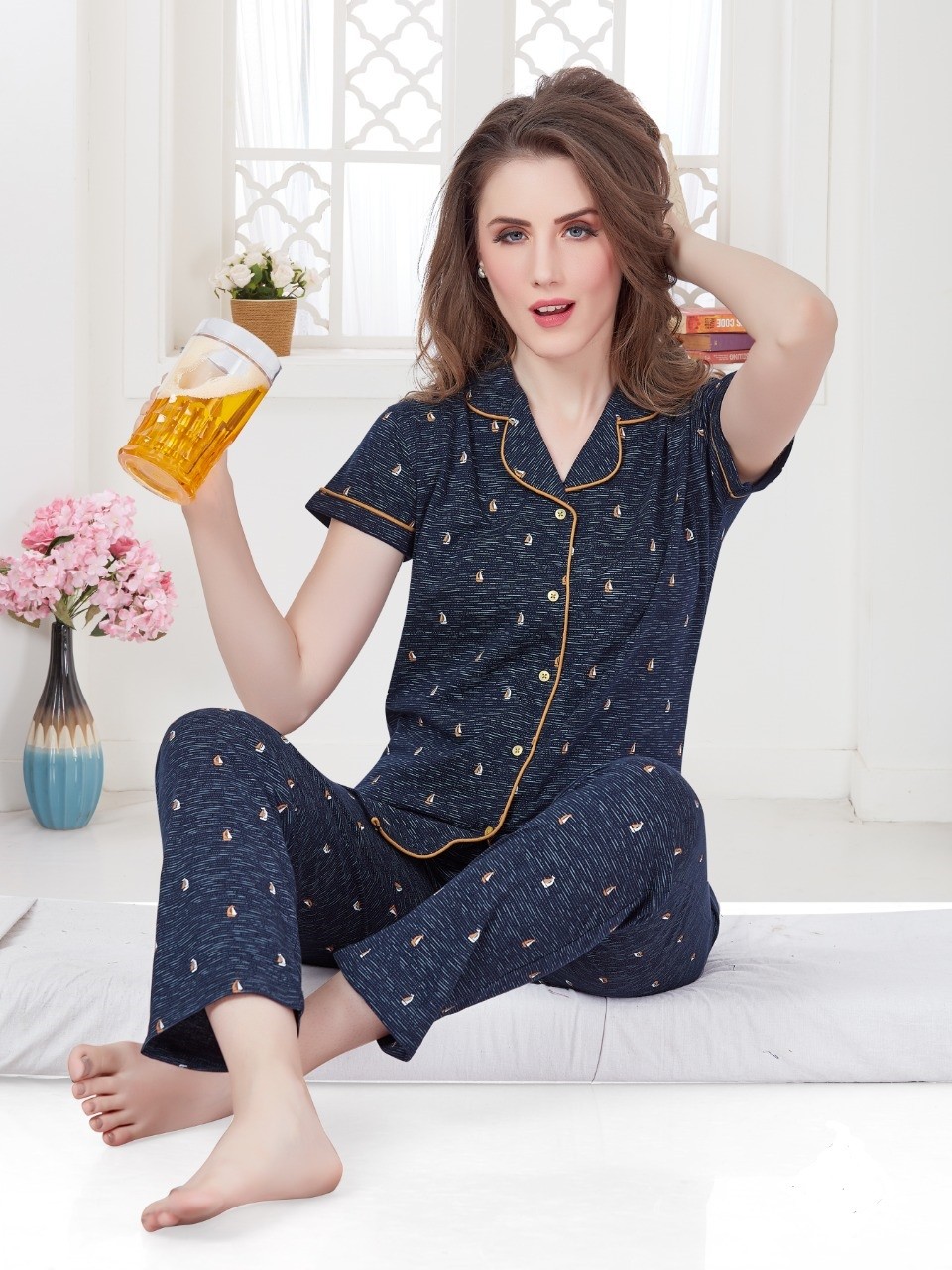 Women's Night Suit (Front Open)