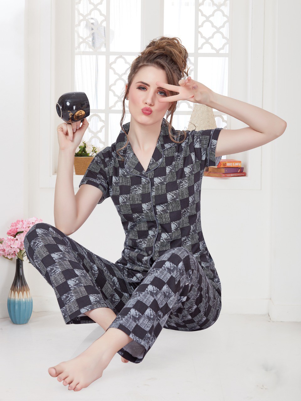 Women's Night Suit (Front Open)