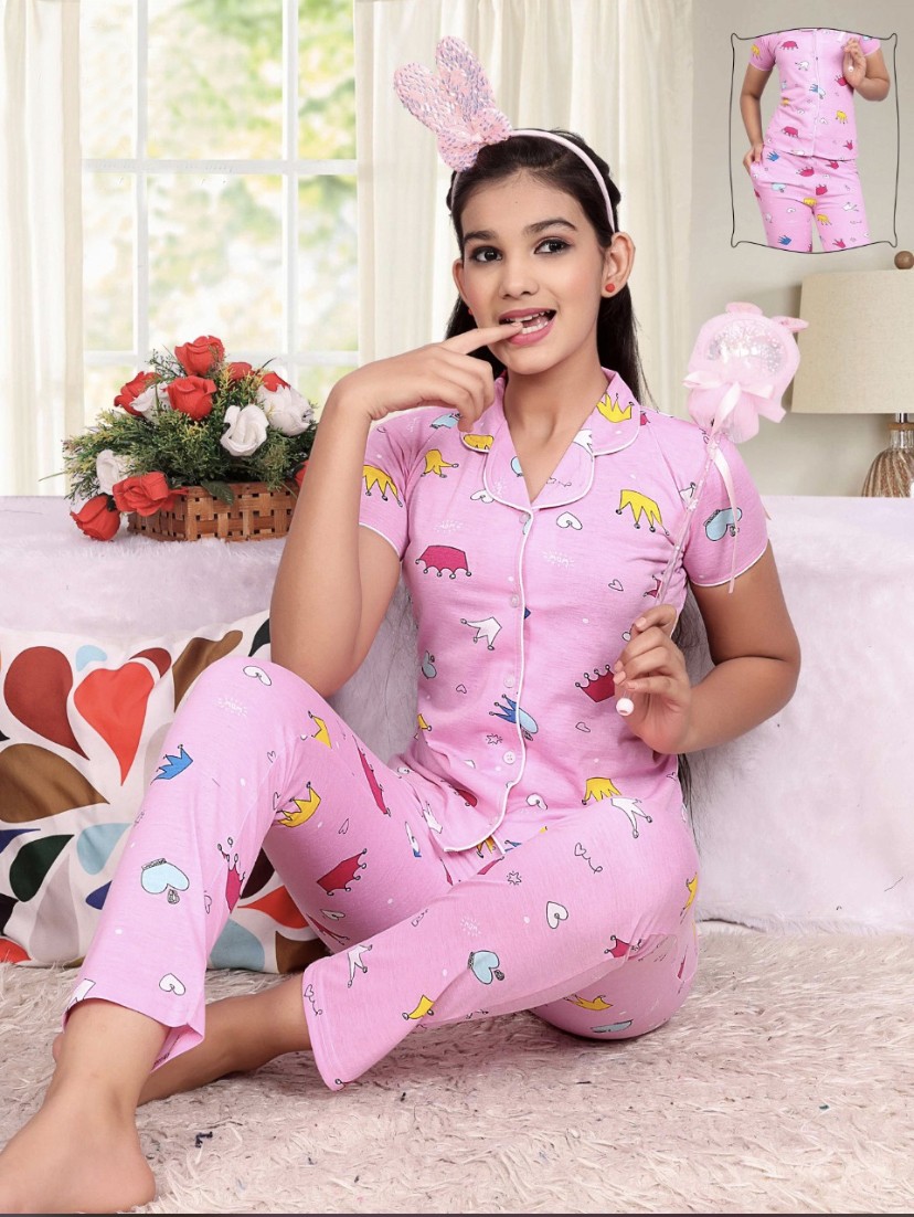 Girl's Night Suit (Front Open)