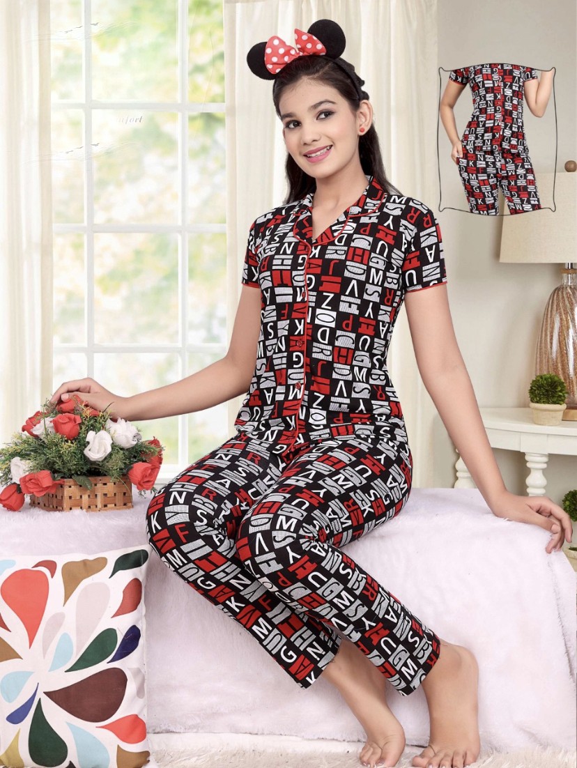 Girl's Night Suit (Front Open)